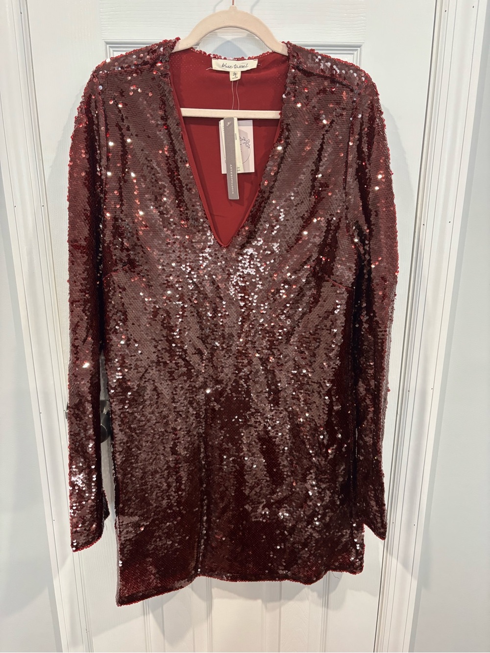 Anthropologie Burgundy Sequin Evening Dress